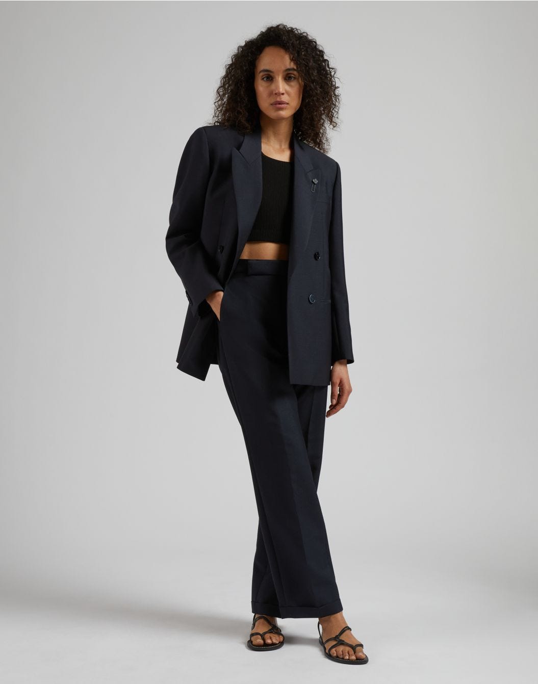 Lardini Pantalone Blu Gamba Dritta Regolare In Tessuto Di Lana