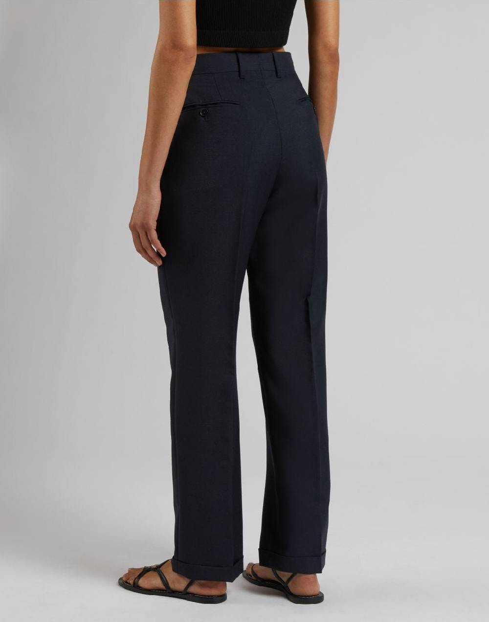 Lardini Pantalone Blu Gamba Dritta Regolare In Tessuto Di Lana