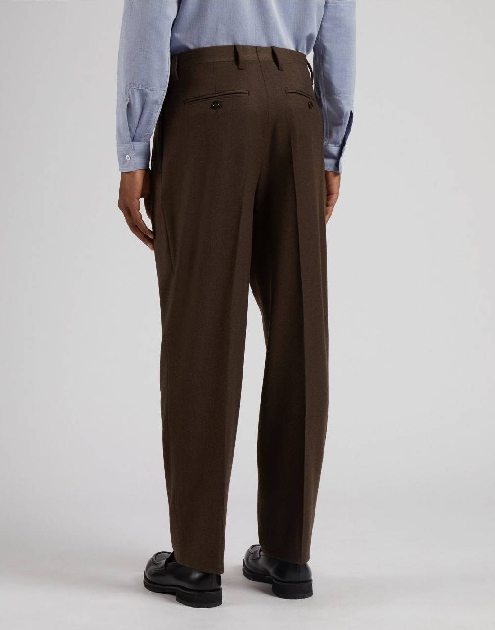 Lardini Pantalone Feeling Marrone In Flanella Pettinata