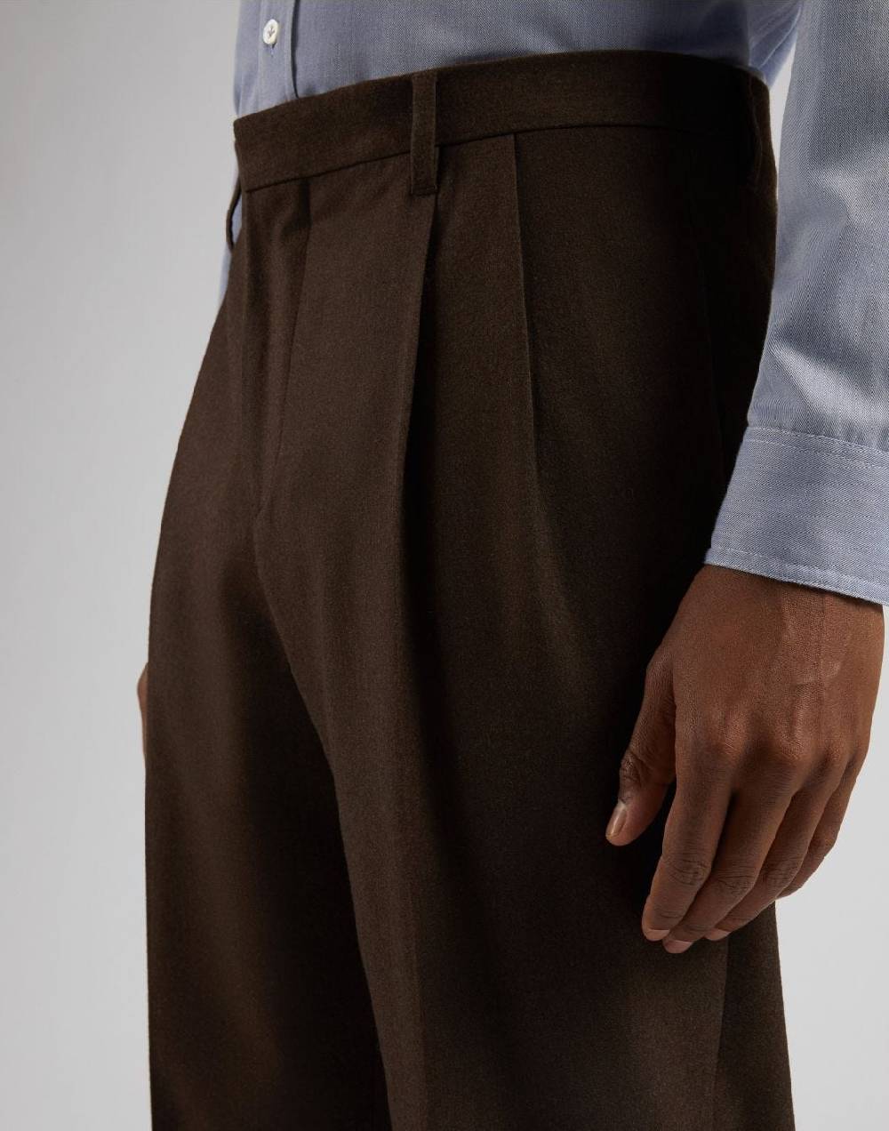 Lardini Pantalone Feeling Marrone In Flanella Pettinata