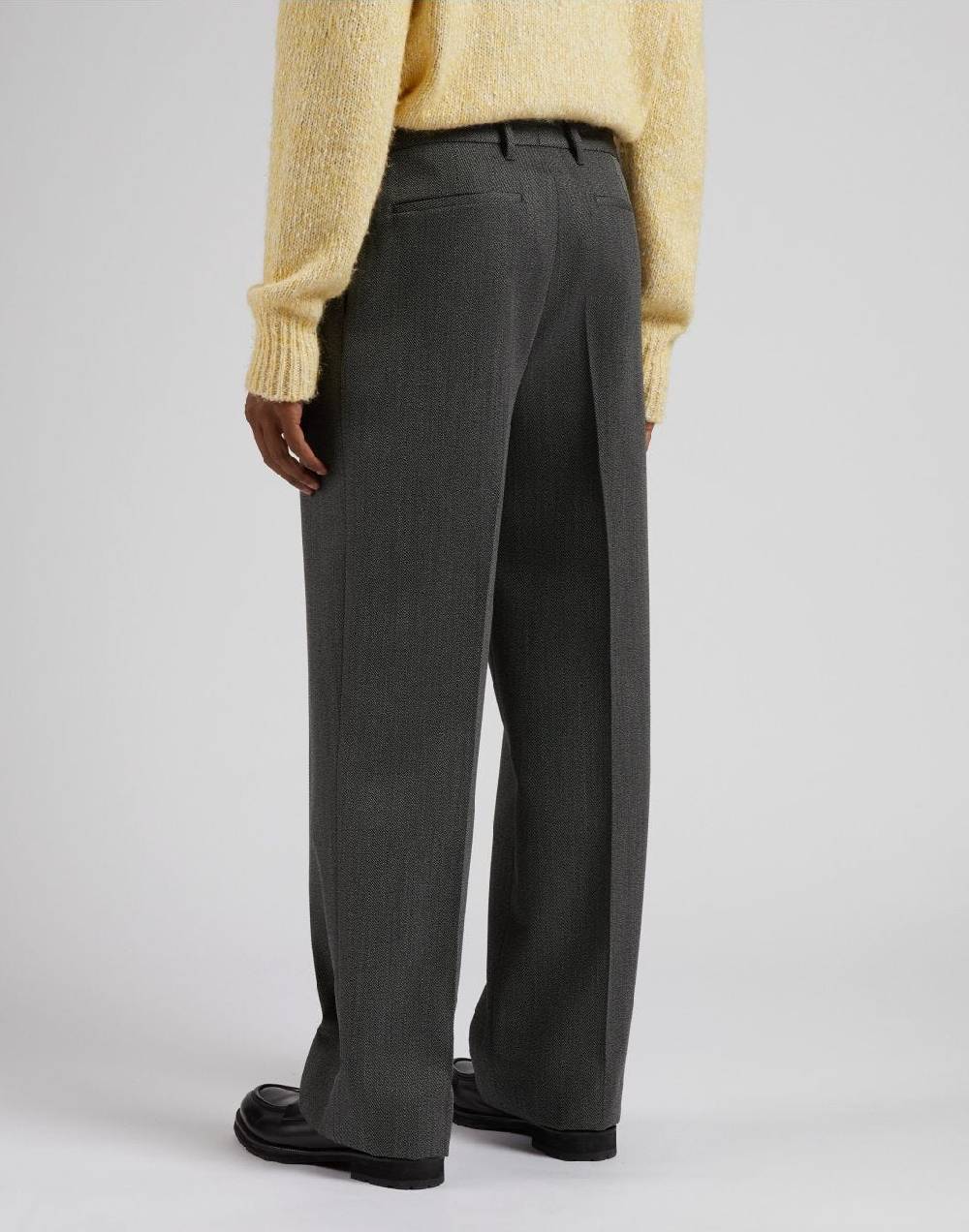 Lardini Pantalone Miami In Pura Lana Grigia Con Diagonale A Contrasto