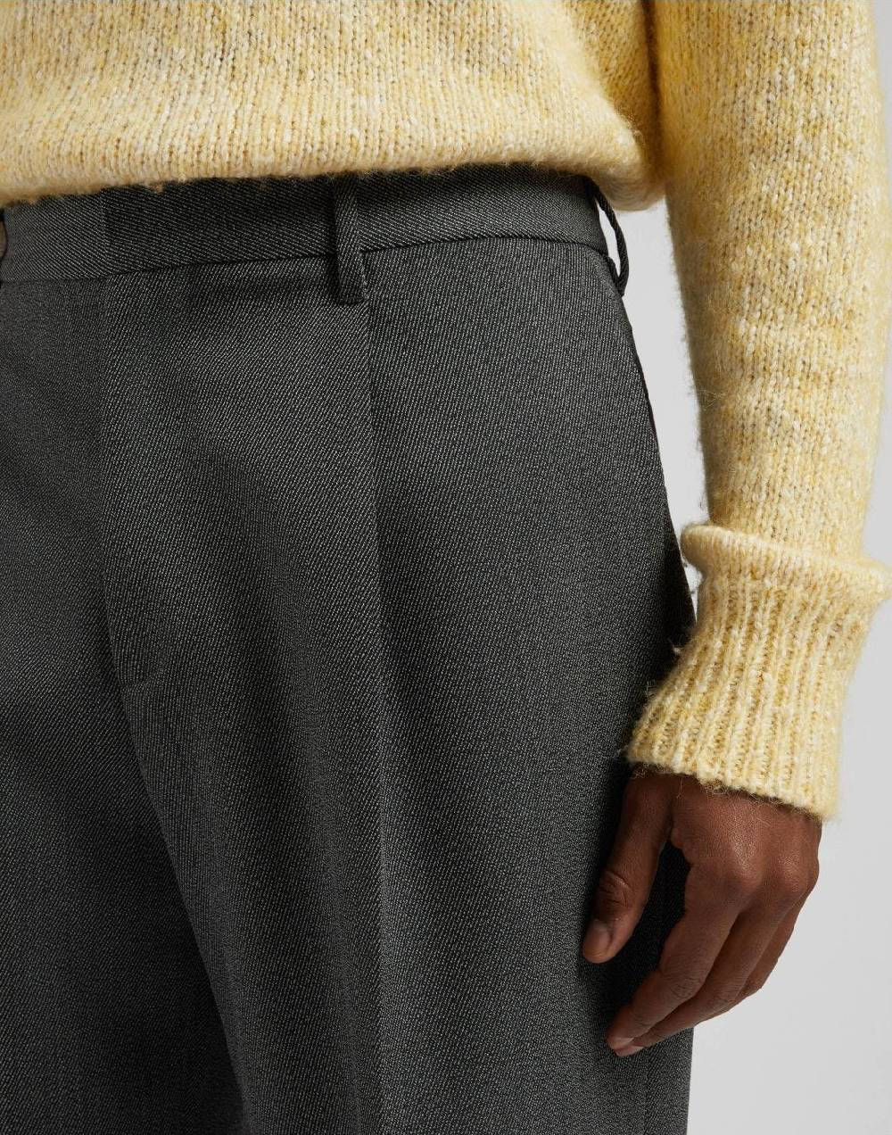 Lardini Pantalone Miami In Pura Lana Grigia Con Diagonale A Contrasto