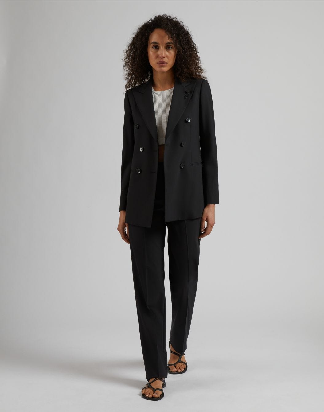 Lardini Pantalone Nero Gamba Dritta Regolare In Tessuto Di Lana Stretch