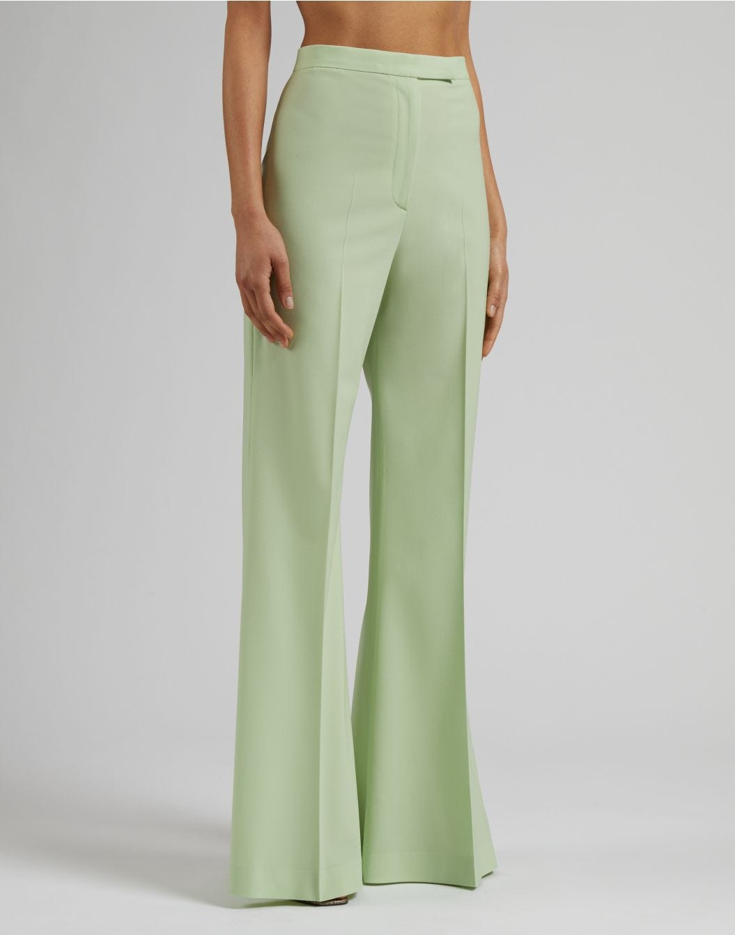 Lardini Pantalone Verde A Vita Alta Con Fondo A Zampa