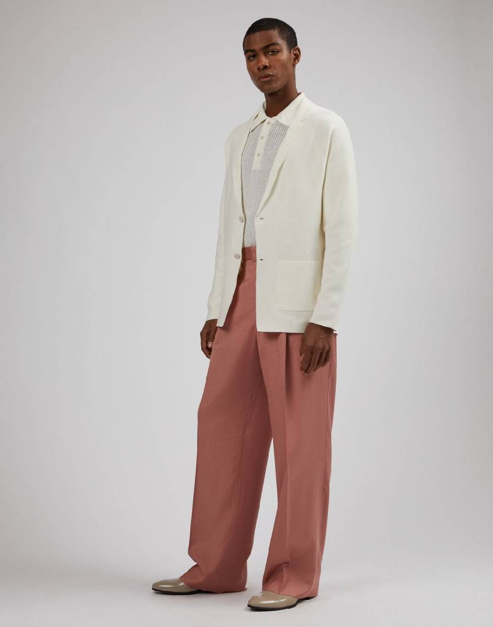 Lardini Polo Bianca Con Lavorazione A Punto Traforato