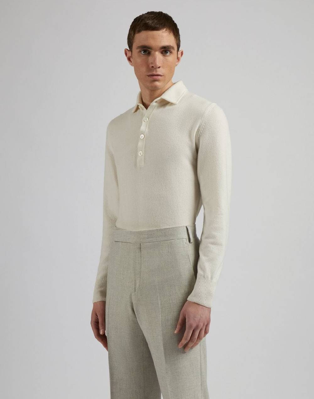 Lardini Polo Bianca In 100% Puro Cashmere Cariaggi Titolo 2/28