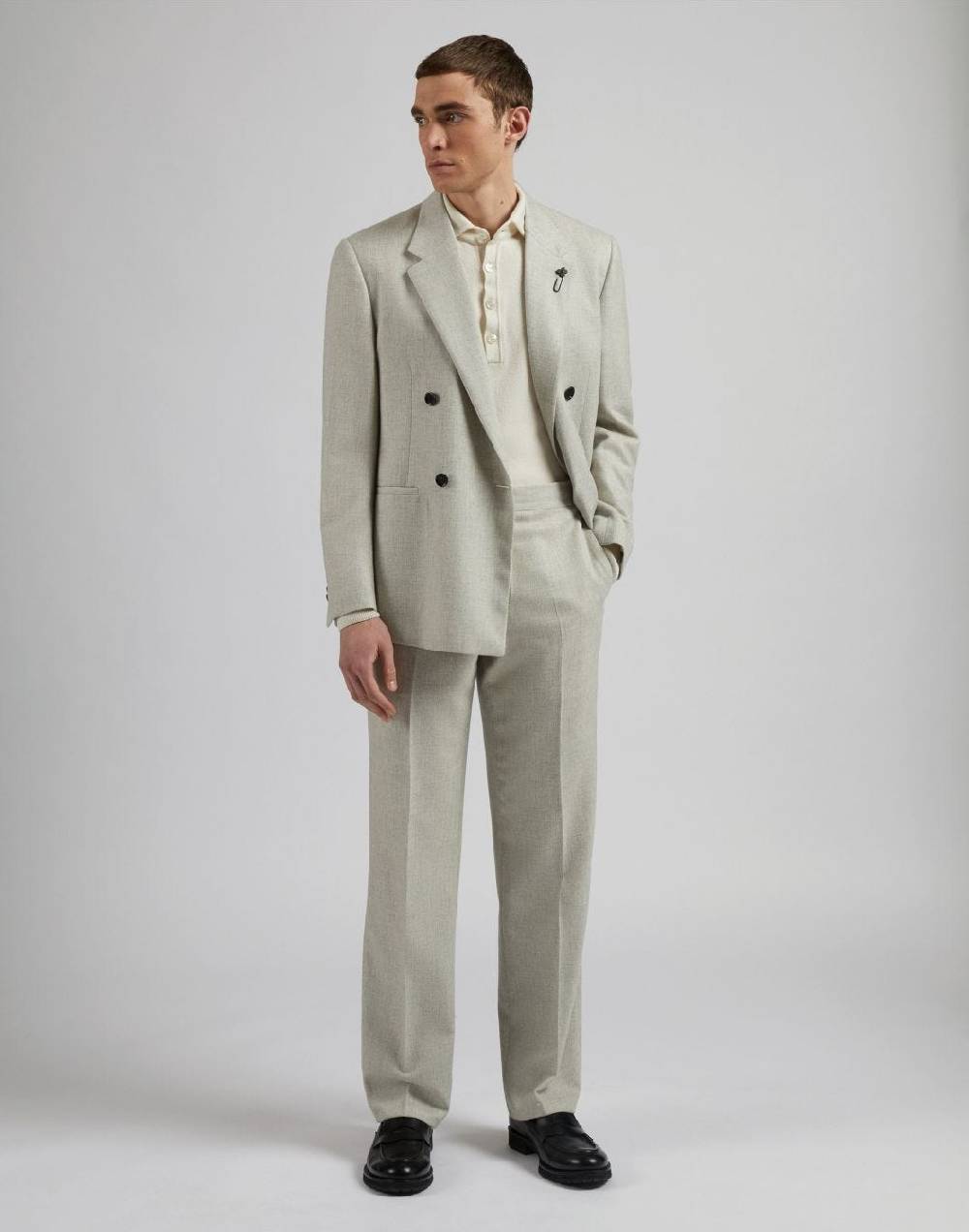 Lardini Polo Bianca In 100% Puro Cashmere Cariaggi Titolo 2/28