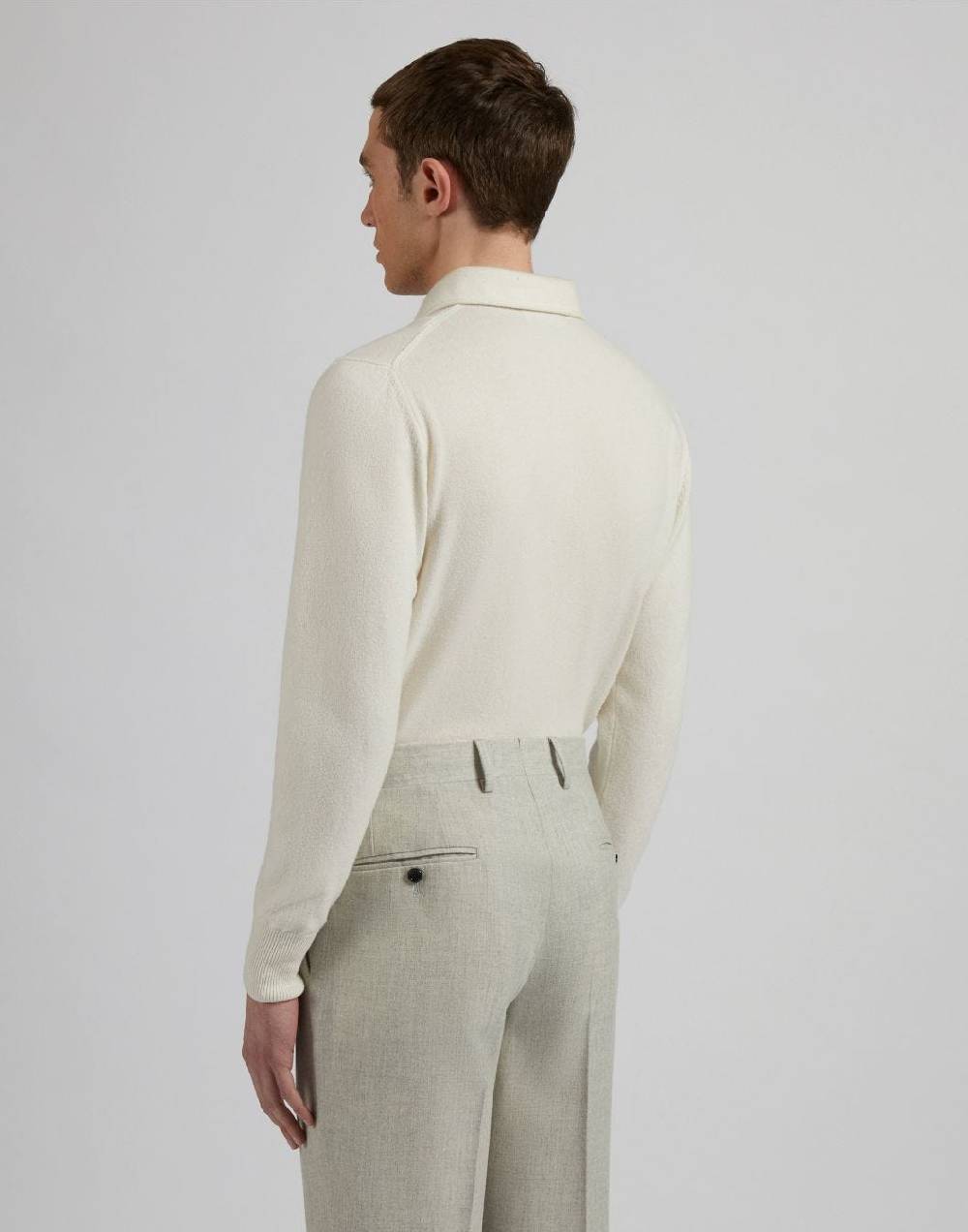 Lardini Polo Bianca In 100% Puro Cashmere Cariaggi Titolo 2/28