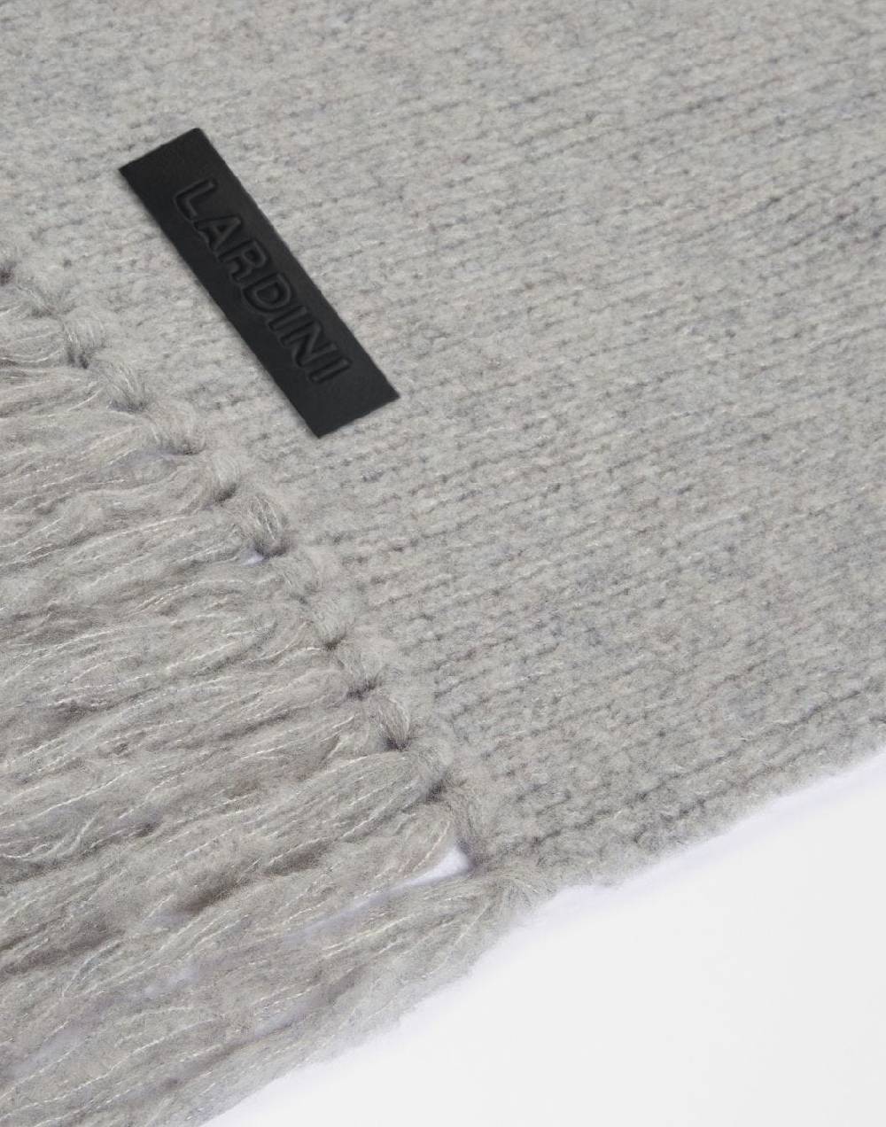 Lardini Sciarpa Grigia In Maglia Di Lana E Cashmere Con Peneri