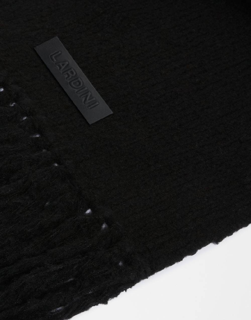 Lardini Sciarpa Nera In Maglia Di Lana E Cashmere Con Peneri