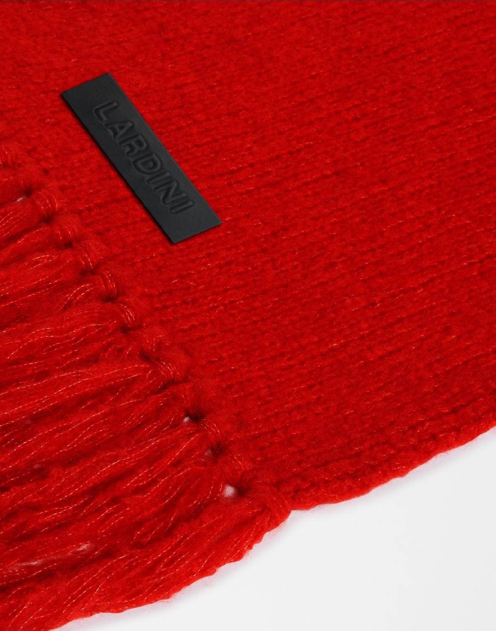 Lardini Sciarpa Rossa In Maglia Di Lana E Cashmere Con Peneri