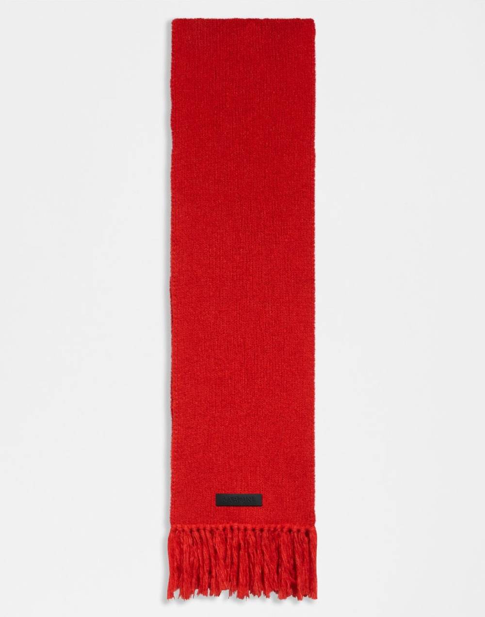 Lardini Sciarpa rossa in maglia di lana e cashmere con peneri