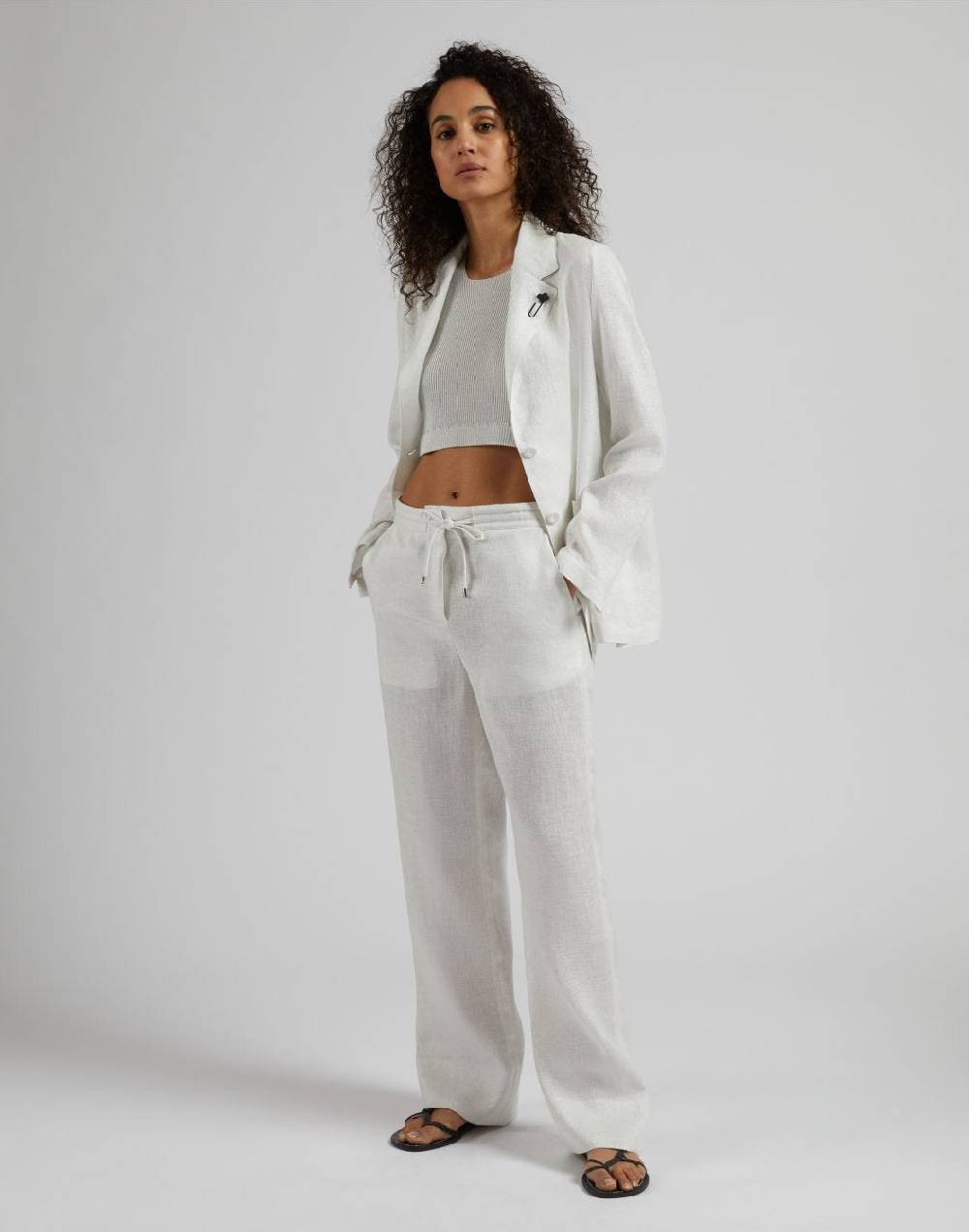 Lardini Top Corto In Maglia A Costina Lurex Bianco E Argento