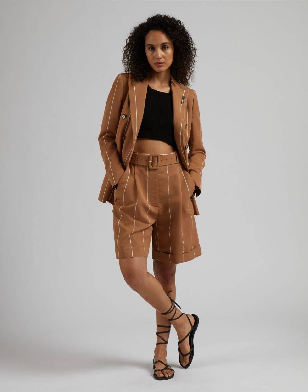 Lardini Top Corto In Maglia A Costina Nero In Viscosa