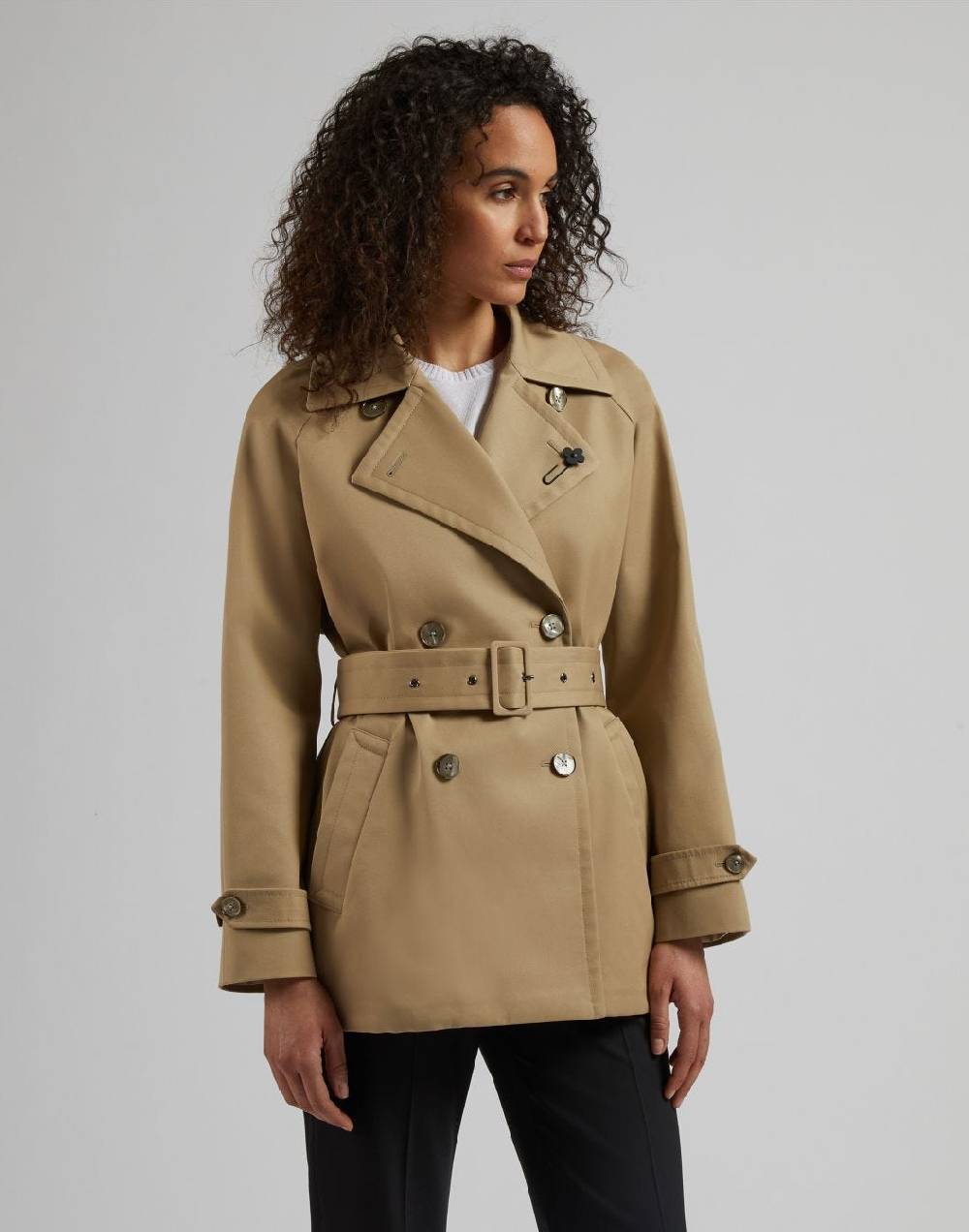 Lardini Trench Corto Doppiopetto Beige Water-repellent