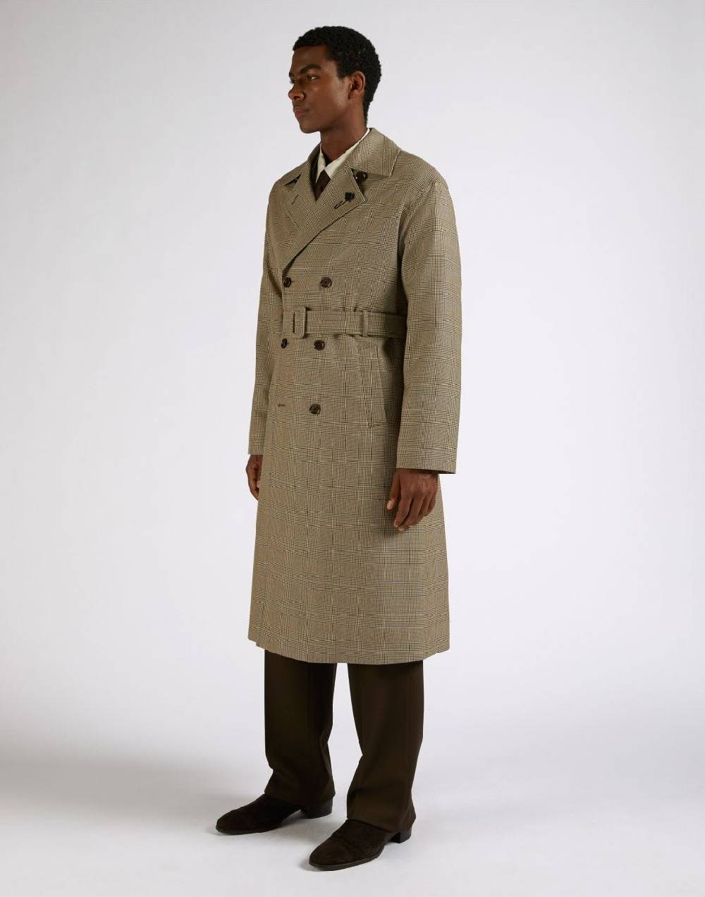 Lardini Trench Doppiopetto Attitude In Lana Con Cintura In Vita