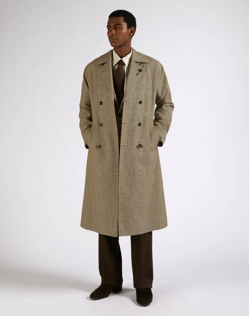 Lardini Trench Doppiopetto Attitude In Lana Con Cintura In Vita