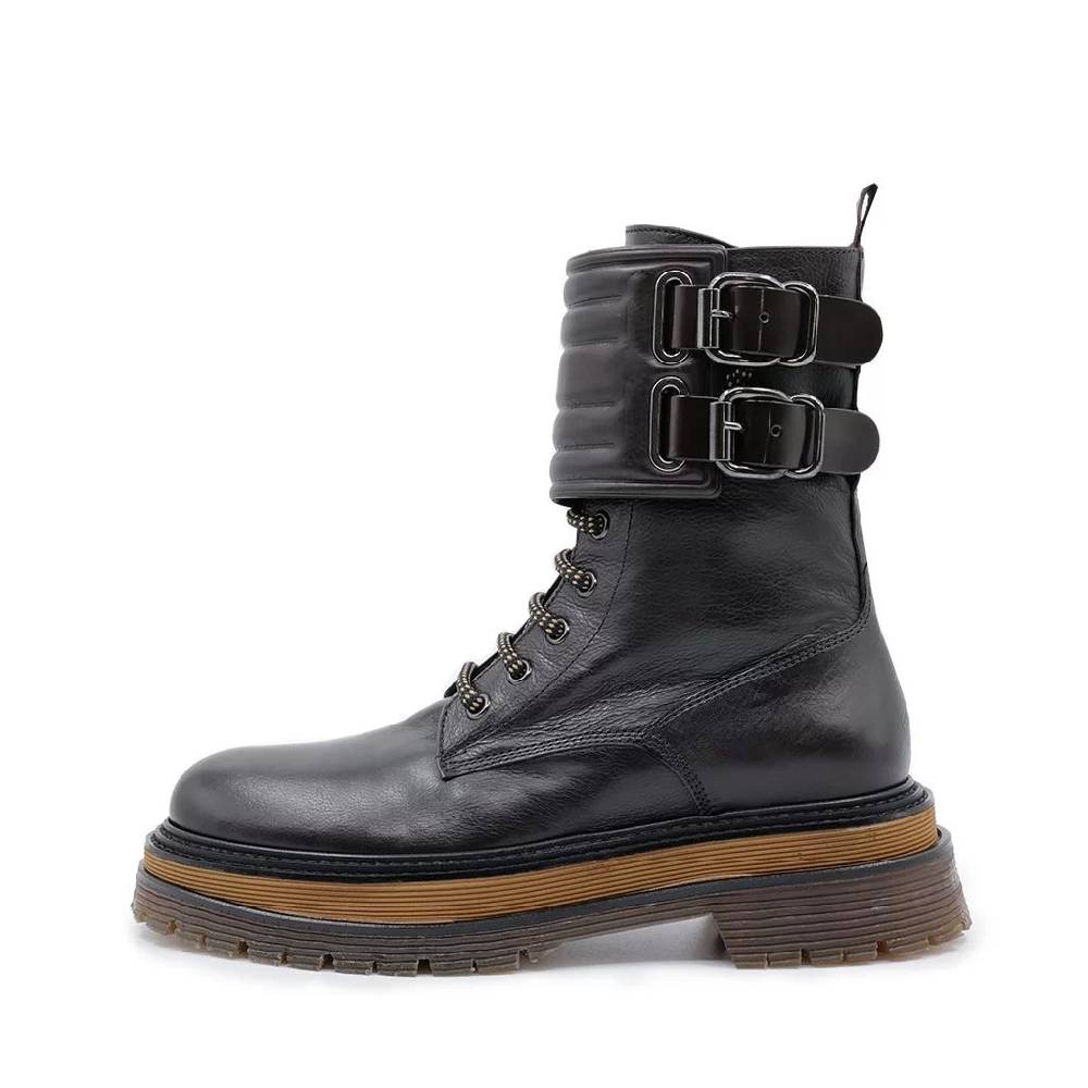 Laura Bellariva Anfibi allacciati in pelle marrone