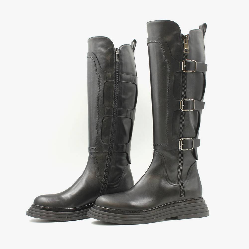 Laura Bellariva Stivale nero fibbie e zip