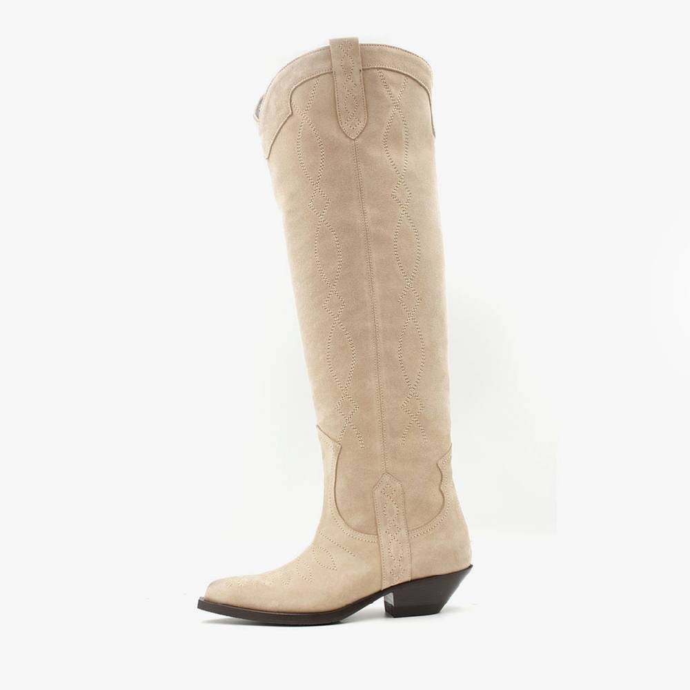 Laura Bellariva Stivale Texano Camoscio Beige