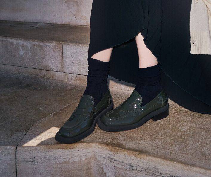 Laura Bellariva Mocassino In Vernice Verde Militare