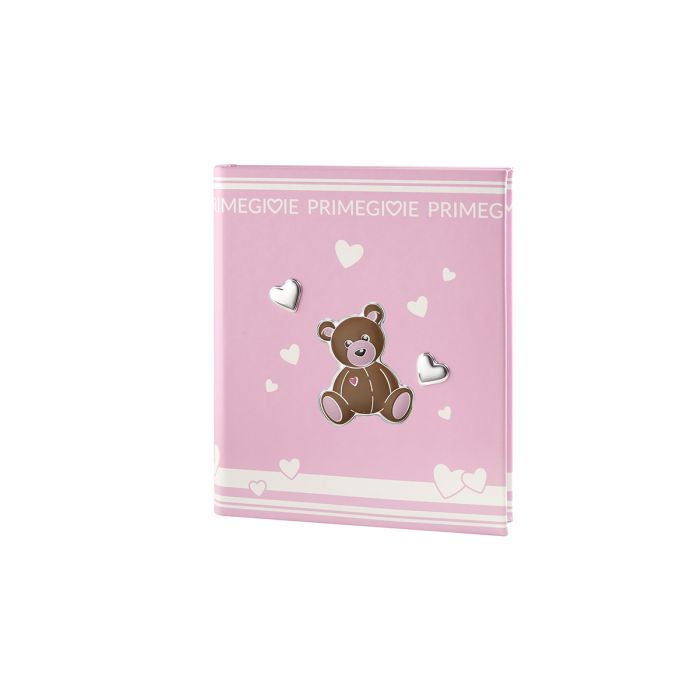 Le Bebé Album Foto Toys con orsetto rosa e cuori in oro giallo