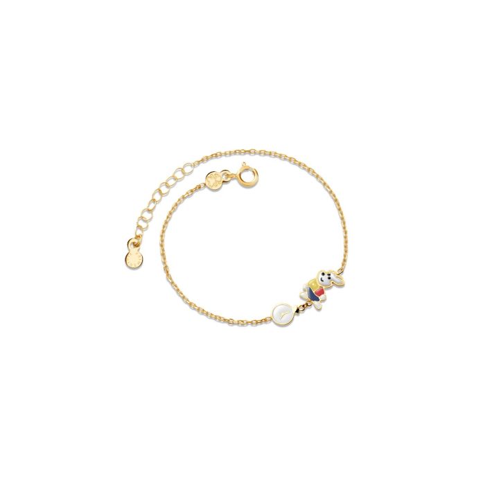 Le Bebé Bracciale Fiabe ispirato a Bianconiglio in oro giallo