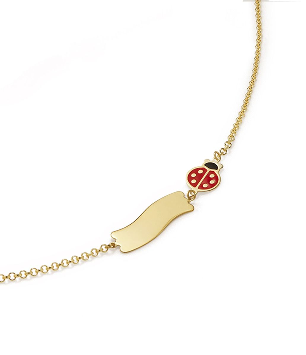 Le Bebé Bracciale Fortuna Con Coccinella E Targhetta In Oro Giallo