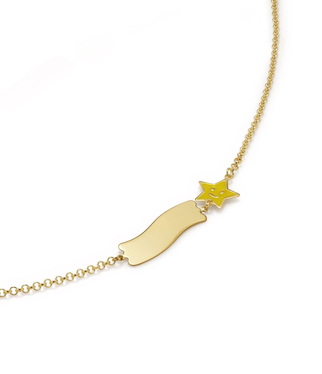 Le Bebé Bracciale Fortuna Con Stella E Targhetta In Oro Giallo