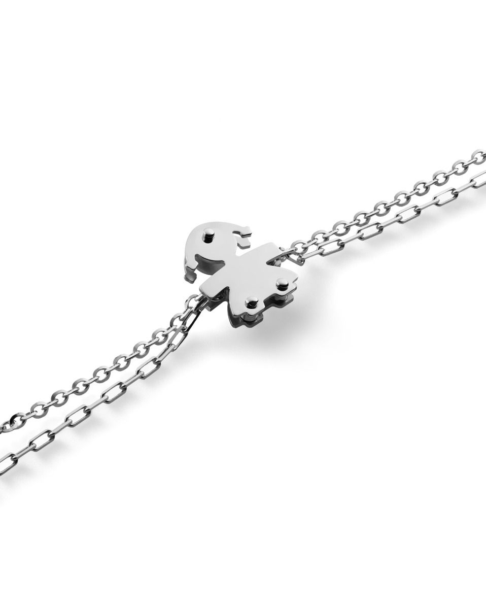 Le Bebé Bracciale I Classici Con Sagoma Bimba In Oro Bianco E Diamante