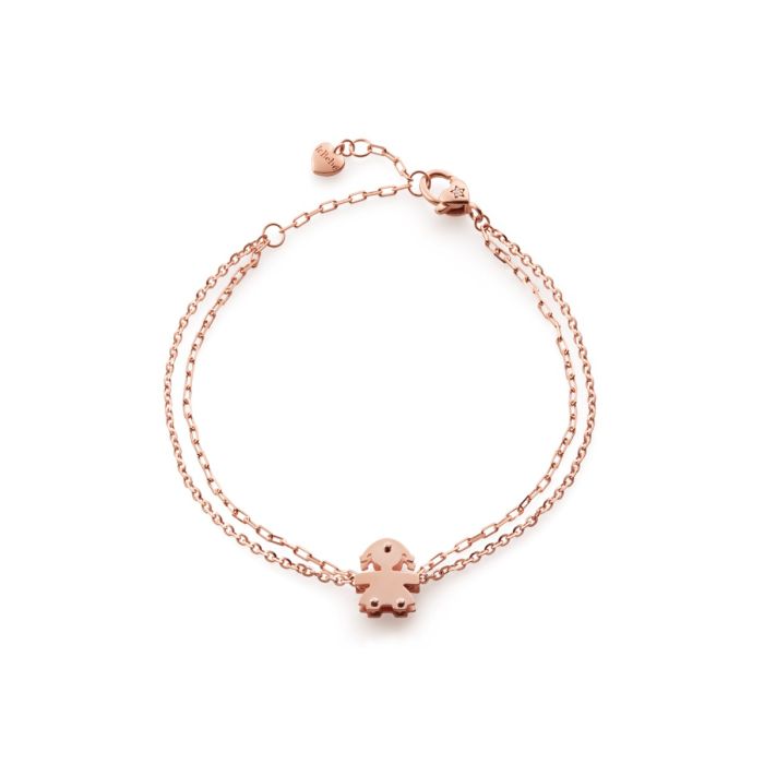 Le Bebé Bracciale I Classici con sagoma bimba in oro rosa e diamante
