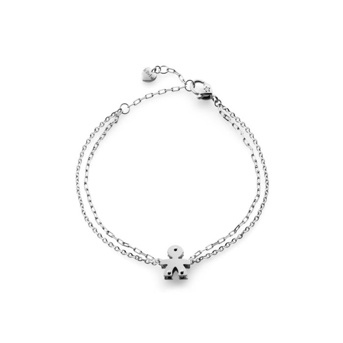 Le Bebé Bracciale I Classici con sagoma bimbo in oro bianco e diamante
