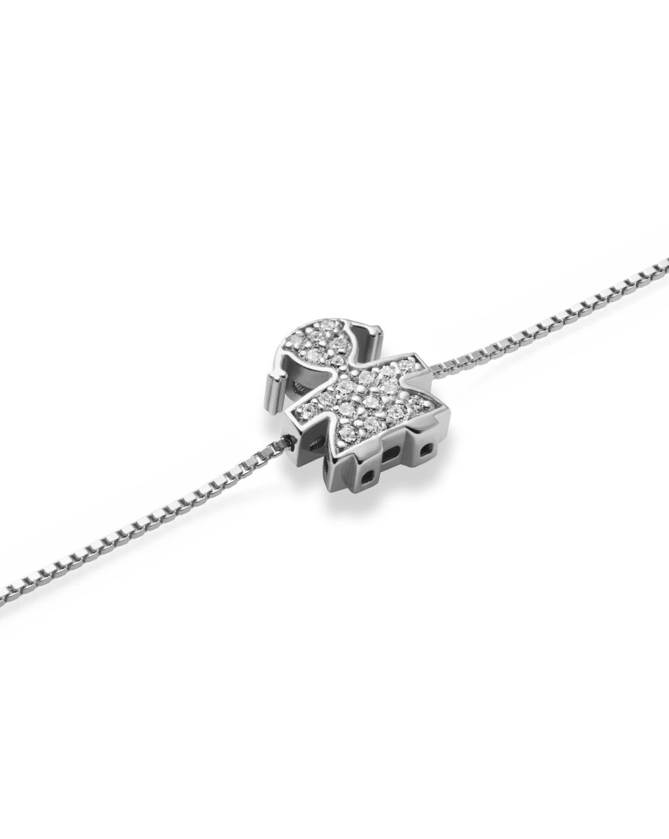 Le Bebé Bracciale I Tesorini Con Sagoma Bimba In Oro Bianco E Diamanti