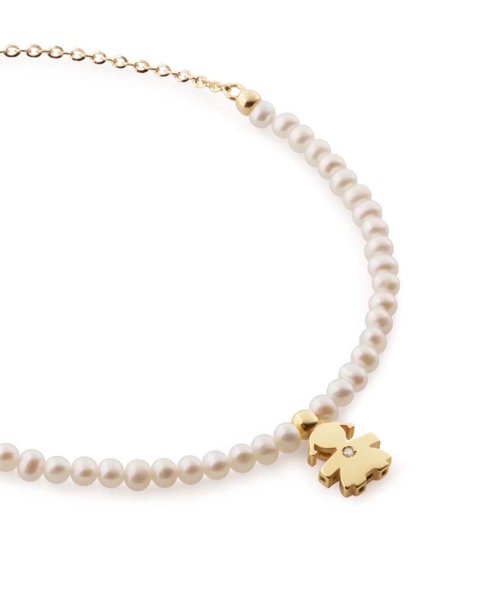 Le Bebé Bracciale Le Perle Con Sagoma Bimba In Oro Giallo E Diamante