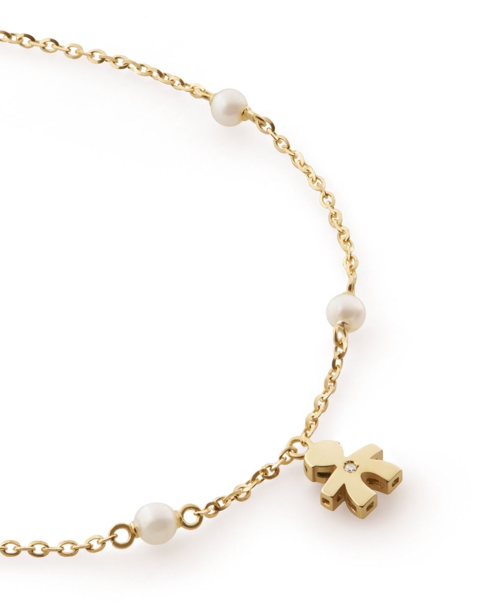 Le Bebé Bracciale Le Perle Con Sagoma Bimbo In Oro Giallo E Diamante