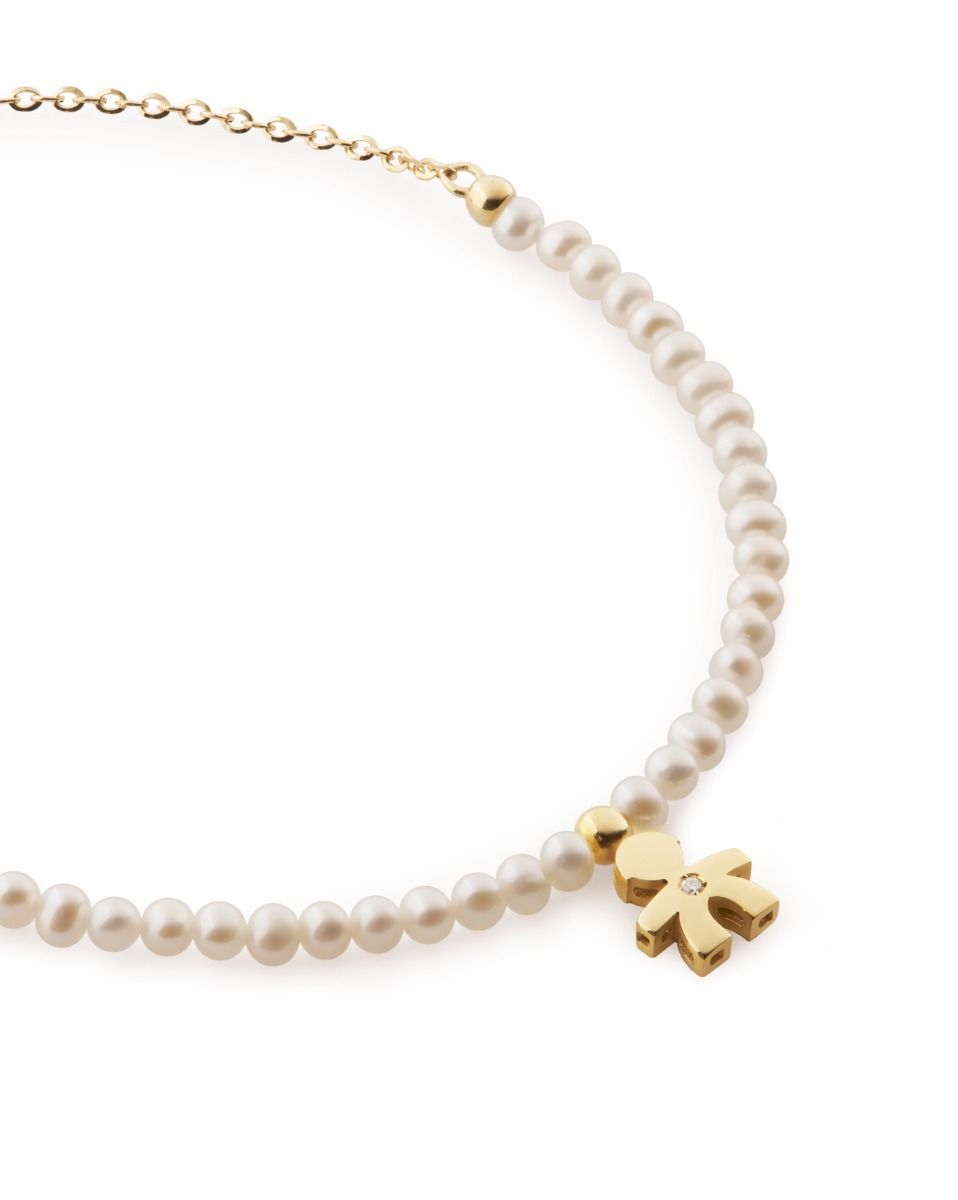 Le Bebé Bracciale Le Perle Con Sagoma Bimbo In Oro Giallo E Diamante