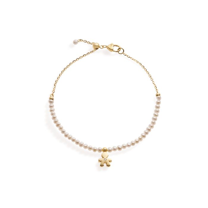Le Bebé Bracciale Le Perle con sagoma bimbo in oro giallo e diamante