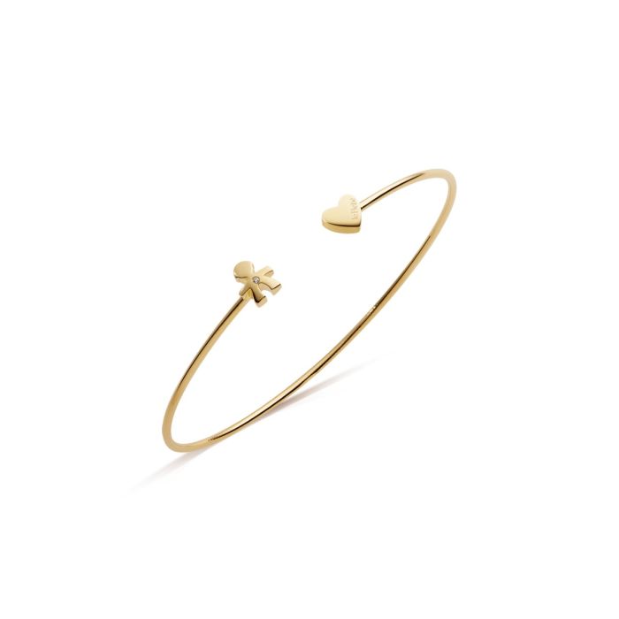 Le Bebé Bracciale Les Petits con sagoma bimbo e cuore, in oro giallo e diamante