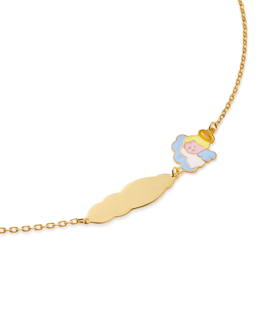 Le Bebé Bracciale Proteggimi Con Angelo E Targhetta In Oro Giallo