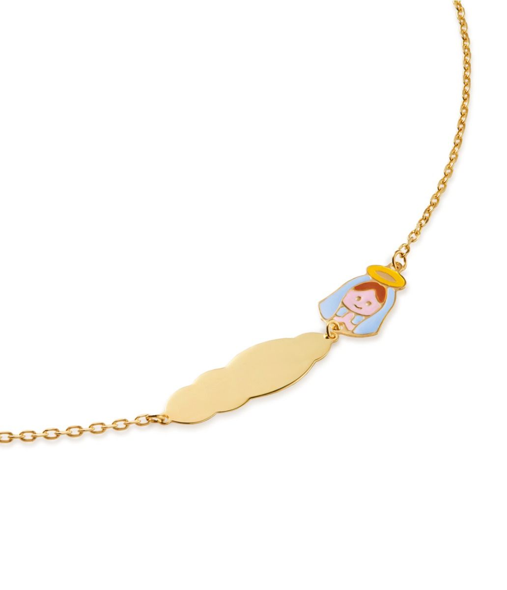 Le Bebé Bracciale Proteggimi Con Madonnina E Targhetta In Oro Giallo
