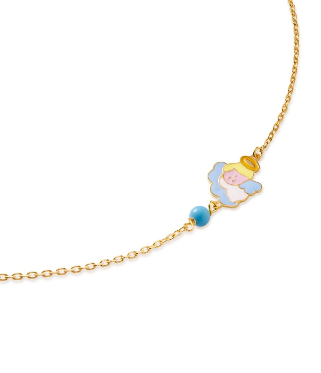 Le Bebé Bracciale Proteggimi In Oro Giallo Con Angelo E Turchese