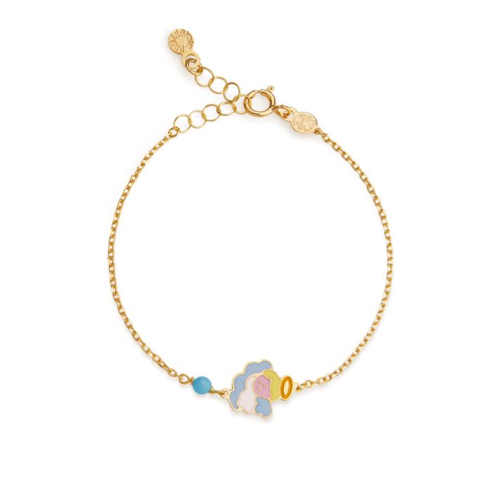 Le Bebé Bracciale Proteggimi in oro giallo con Angelo e turchese