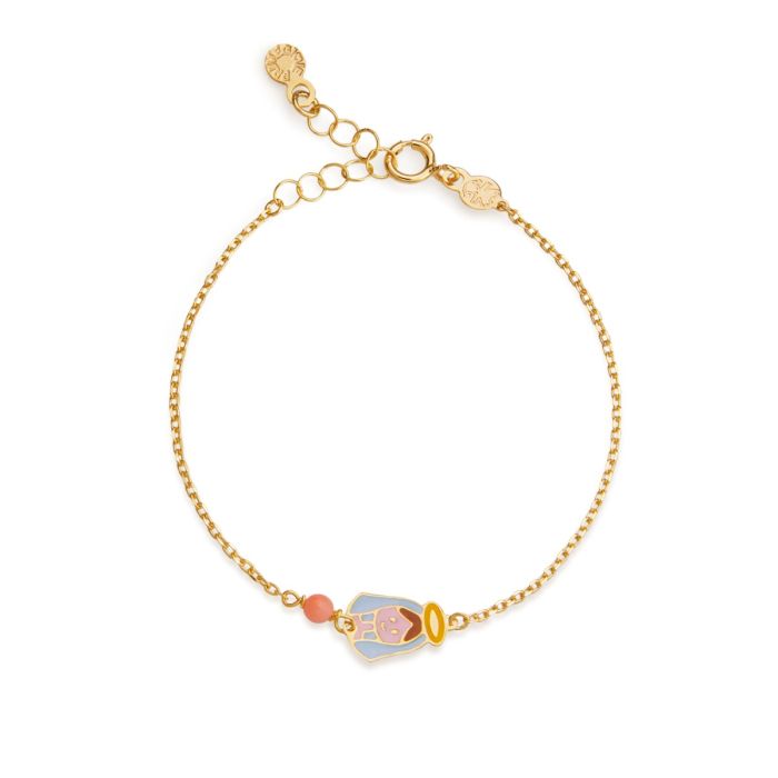Le Bebé Bracciale Proteggimi in oro giallo con Madonnina e corallino