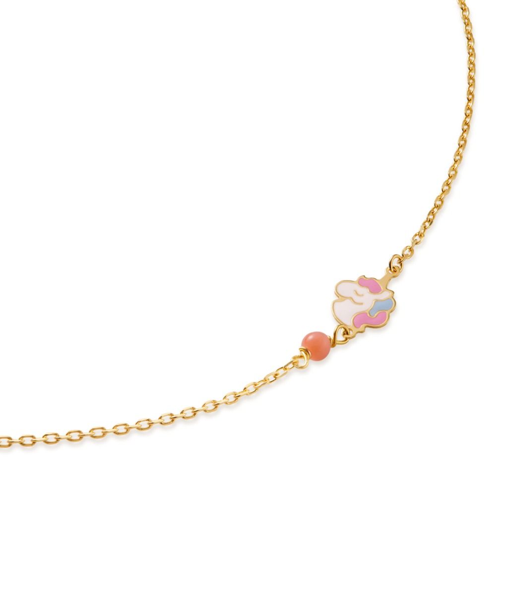 Le Bebé Bracciale Toys In Oro Giallo Con Unicorno E Corallino