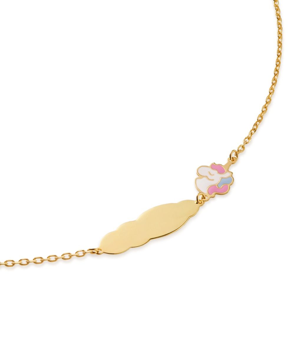 Le Bebé Bracciale Toys In Oro Giallo Con Unicorno E Targhetta In Oro Giallo