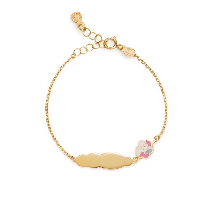 Le Bebé Bracciale Toys in oro giallo con unicorno e targhetta in oro giallo