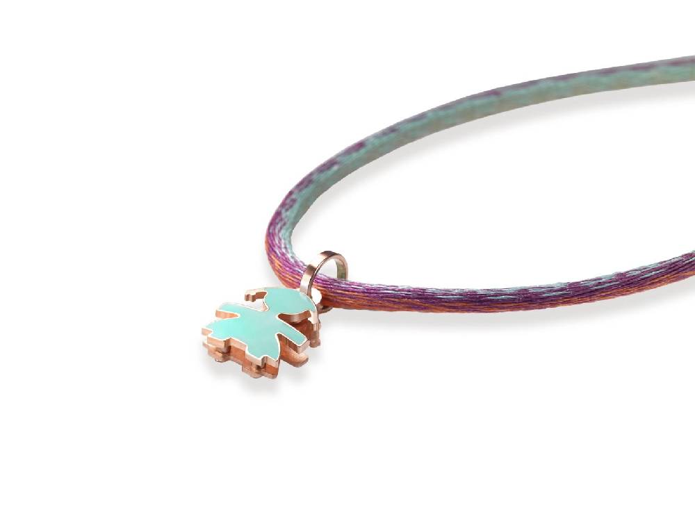 Le Bebé Ciondolo I Classici Con Sagoma Bimba In Oro Rosa E Smalto Verdeacqua