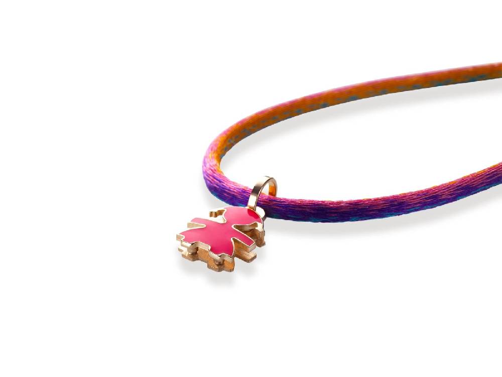 Le Bebé Ciondolo I Classici Con Sagoma Bimba In Oro Rosa E Smalto Fuxia