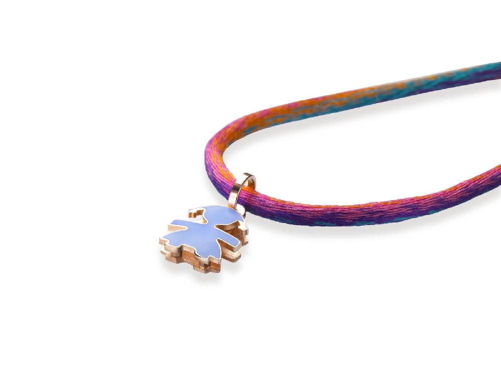 Le Bebé Ciondolo I Classici Con Sagoma Bimba In Oro Rosa E Smalto Indaco