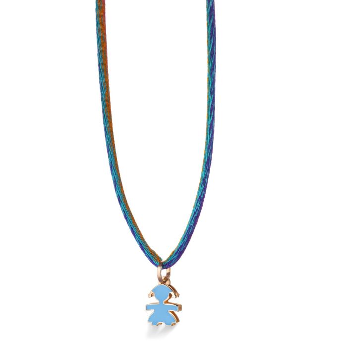 Le Bebé Ciondolo I Classici con sagoma bimba in oro rosa e smalto indaco